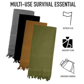 Rothco Solid Color Shemagh Tactical Desert Keffiyeh Scarf – Versatile Head and Neck Wrap – Great for Camping, Hiking, and Other Outdoor Activities – Coyote Brown