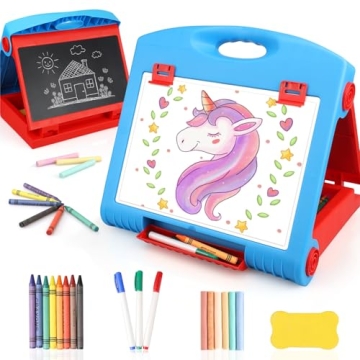 STEAM Life Tabletop Easel for Kids Art Easel for Kids 3 4 5 Toddler Art Easel Board for Kids Chalkbo...
