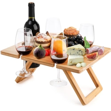 YOUEON Portable Wine Picnic Table for Outdoor Fun