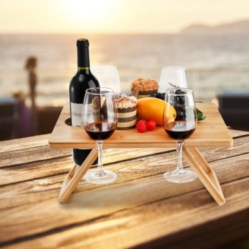 YOUEON Portable Wine Picnic Table for Outdoor Fun