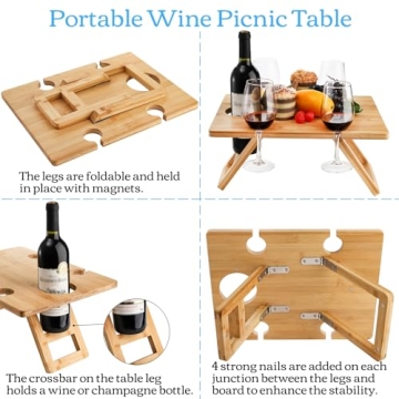 YOUEON Portable Wine Picnic Table for Outdoor Fun