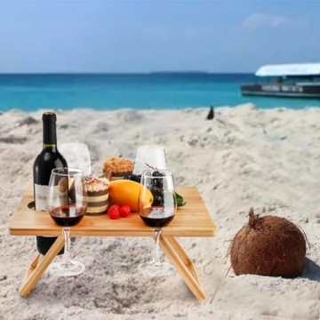 YOUEON Portable Wine Picnic Table for Outdoor Fun