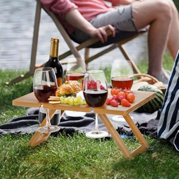 YOUEON Portable Wine Picnic Table for Outdoor Fun