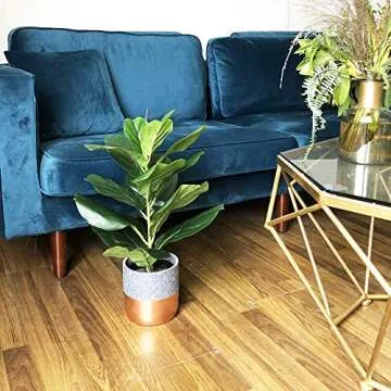 BESAMENATURE Artificial Mini Fiddle Leaf Fig Tree, Potted Artificial Tree for Home Decor, 22'' Tall, Green