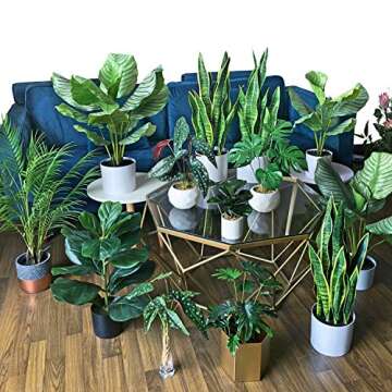 BESAMENATURE Artificial Mini Fiddle Leaf Fig Tree, Potted Artificial Tree for Home Decor, 22'' Tall, Green