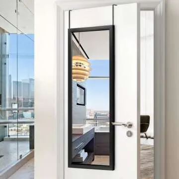 NeuType Full Length Over The Door Mirror, 44x16 in Black