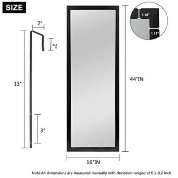 NeuType Full Length Over The Door Mirror, 44x16 in Black