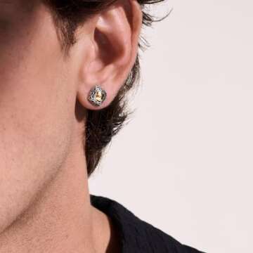 John Hardy Classic Chain Hammered Heritage Stud Earrings Gold/Silver One Size