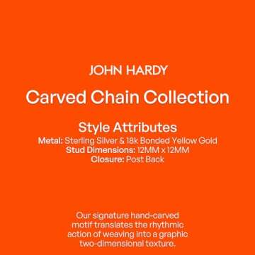 John Hardy Classic Chain Hammered Heritage Stud Earrings Gold/Silver One Size