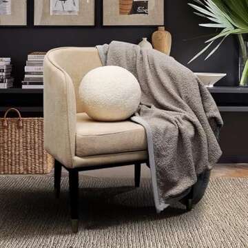 Oval Round Pillow Cushion Boucle-Like Round Throw Pillow for Modern Home Decor on Sofa Couch by MinM...