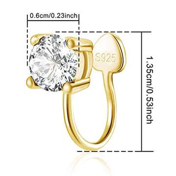 Cubic Zirconia Ear Cuffs Hypoallergenic Non-Piercing Earrings