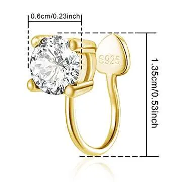 Cubic Zirconia Ear Cuffs Hypoallergenic Non-Piercing Earrings