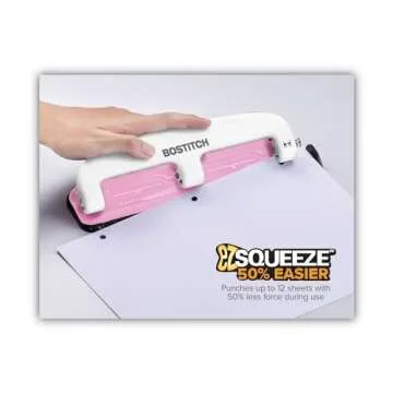 PaperPro inCOURAGE 12 Reduced Effort 3-Hole Punch, 12 Sheets, Pink (2188)
