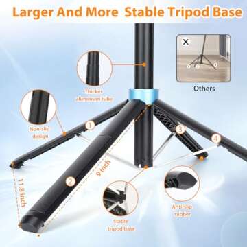 Eocean 71" Tall Selfie Stick Tripod Quadripod with Remote & with 360° Ballhead, Aluminum Alloy Exte...