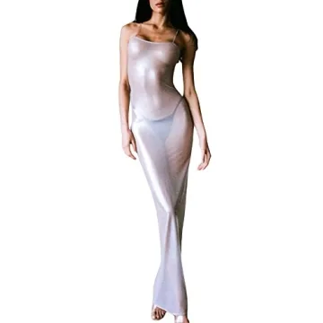 Stunning Linjianvhai See Through Glitter Dress for Summer Style