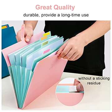 Forvencer Accordion File Organizer, Letter Size, 5 Pocket Expanding File Folder, Cute File Folder with Labels, Portable File Organizer for School Office Supplies, Folders for Documents, Pink