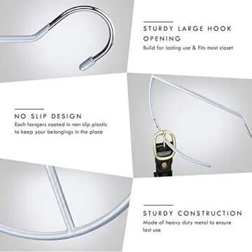 DOIOWN Belt Hangers Tie,Scarf,Shoes Non Slip Organizer Hangers Hook Rack (3 Pack - Grey)