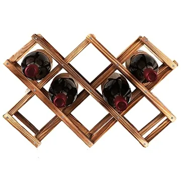 Ferfil Wine Rack, Wood Wine Storage Racks Countertop, 10 Bottle Wooden Stackable Wine Cellar Racks, ...