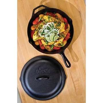 Lodge Seasoned Cast Iron Skillet with Cast Iron Lid (12 Inch) - Cast Iron Frying Pan With Lid Set.