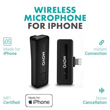 Movo Wireless Mini iPhone Microphone for Vlogging and Podcasting