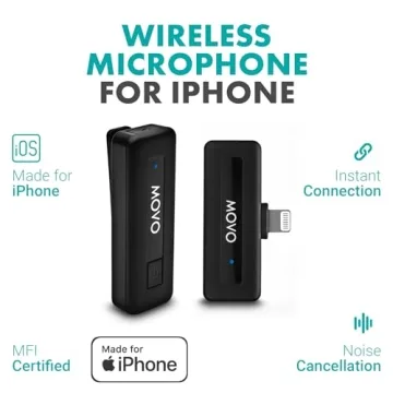 Movo Wireless Mini iPhone Microphone for Vlogging and Podcasting