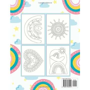 Aesthetic Minimalist Boho Rainbow Coloring Book for kids & teens: Abstract pages - 45 designs - Boho...