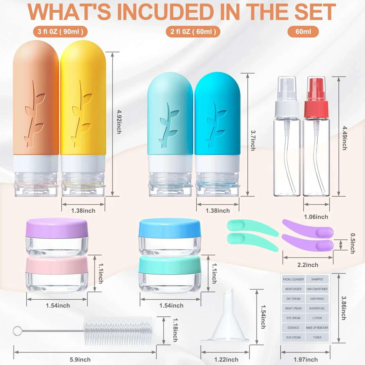 Travel Bottles Set - 16 Pcs Refillable & Leakproof