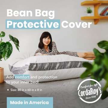 CordaRoy's Waterproof Bean Bag Protector - Removable Cover for Convertible Bean Bag Chair & Bed - Ma...