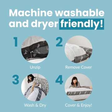 CordaRoy's Waterproof Bean Bag Protector - Removable Cover for Convertible Bean Bag Chair & Bed - Machine Washable & Dryer Safe - Fitted Bean Bag Protector - Queen Size