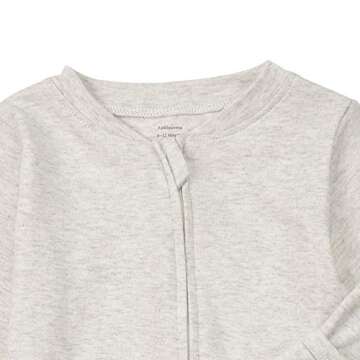 Aablexema Baby Footie Pajamas with Mittens - 3Pcs Infant Footed Sleeper Cotton Sleepwear Outfits(0-3m, White/Grey/Dot)