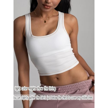 Danysu Cotton Rib Tank with Built-in Bra for Women