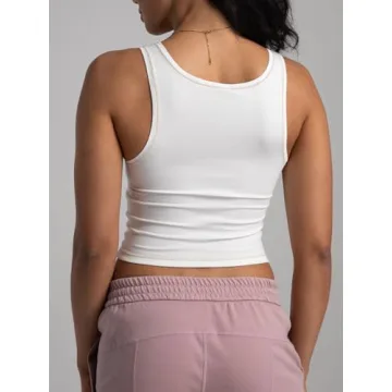 Danysu Cotton Rib Tank with Built-in Bra for Women