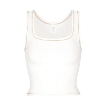 Danysu Cotton Rib Tank with Built-in Bra for Women