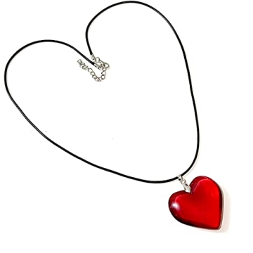 YURAOER Y2K Red Heart Necklace - Trendy Glass Jewelry Gift