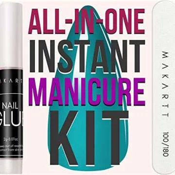 Makartt Acrylic Nails Kit: Short Stiletto Press on Set, 240PCS Almond Soak-Off Full Cover Soft Gel Tips, with 4PCS Glues and File, Pump-Ups Nail for DIY Home Salon Use