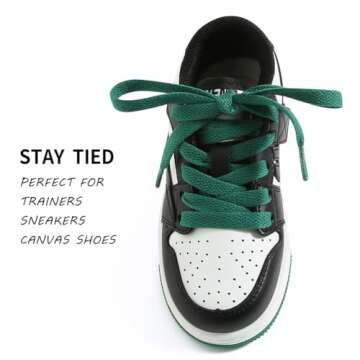 VSUDO 45" Flat Blackish Green Shoe Laces for Sneakers - Replacements for Women or Men (1 Pair-114CM)