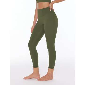 ENERBLOOM Womens Yoga Leggings Workout Tights Pants 25"/28" High Waisted No Front Seam Tummy Control Cream Feeling Medium