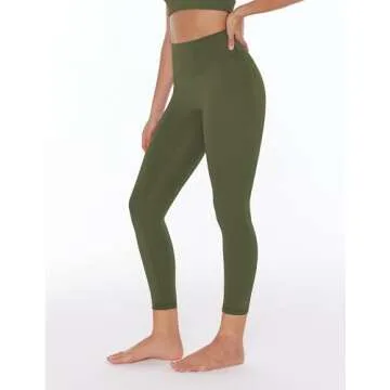 ENERBLOOM Womens Yoga Leggings Workout Tights Pants 25"/28" High Waisted No Front Seam Tummy Control Cream Feeling Medium