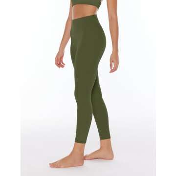 ENERBLOOM Womens Yoga Leggings Workout Tights Pants 25"/28" High Waisted No Front Seam Tummy Control Cream Feeling Medium