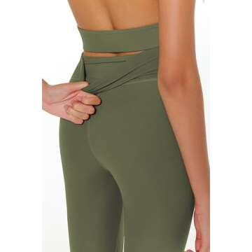 ENERBLOOM Womens Yoga Leggings Workout Tights Pants 25"/28" High Waisted No Front Seam Tummy Control Cream Feeling Medium