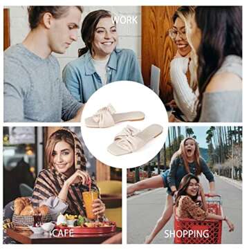 MUSSHOE Cute Bowknot Square Toe Flat Sandals for Women