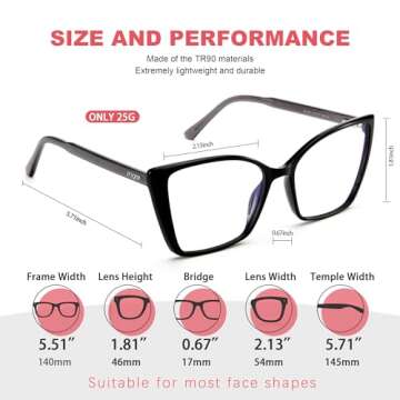 Stylish JFXQDR Women's Cat Eye Blue Light Glasses
