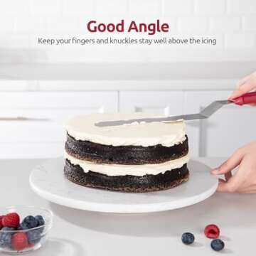 Icing Spatula, U-Taste Offset Spatula Set with 6", 8", 10" Blade, 18/0 Stainless Steel with PP Plastic Handle Angled Cake Decorating Frosting Spatula Set of 3 (Red)