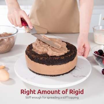 Icing Spatula, U-Taste Offset Spatula Set with 6", 8", 10" Blade, 18/0 Stainless Steel with PP Plastic Handle Angled Cake Decorating Frosting Spatula Set of 3 (Red)