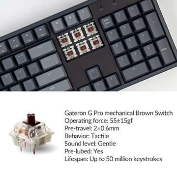 Keychron K10 Full Size 104 Keys Bluetooth Wireless/USB Wired Mechanical Gaming Keyboard for Mac with...