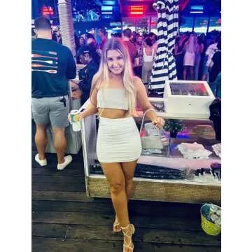 BEAGIMEG Sexy Ruched Cami Crop Top & Skirt Set White