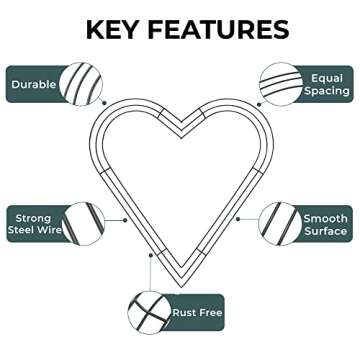 Upstout Pack of 2 Heart Shaped Wire Wreath Frame (12 Inch) – Dark Green Metal Wreath Frame with 10 Twist Ties for DIY, Crafts & Floral Decorations on Weddings, Christmas Party, Celebrations