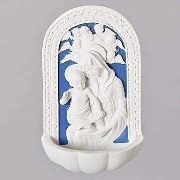 Della Robbia Madonna and Child Holy Blue and White Water Fountain