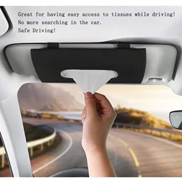 Premium Leather Car Tissue Holder Organizer Stylish Black