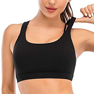 RUNNING GIRL Sports Bra for Women, Sexy Crisscross Back Medium Support Padded Strappy Yoga Bra with ...